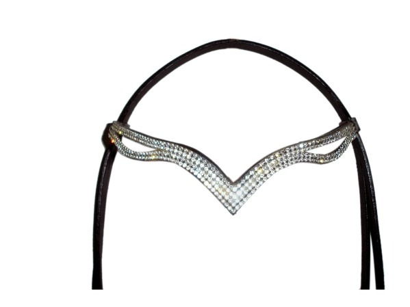Great Quality Italian Leather 3 Rows white Clear crystal Mega sparky Browbands