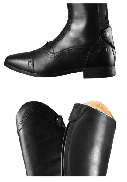 Dressage Boot Vega Long Riding Boots,Calf Leather,Front Lace Rear Zip,Black UK 7 