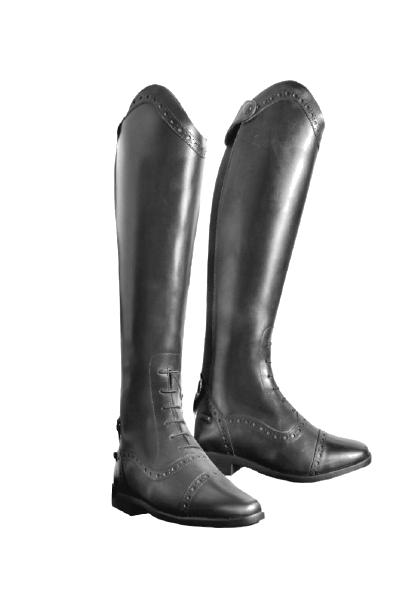Dressage Boot Vega Long Riding Boots,Calf Leather,Front Lace Zip,Black UK 3.5 