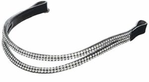 **New Designer U 2 rows sparky clear Crystal Browband full Size 16" Black *** 