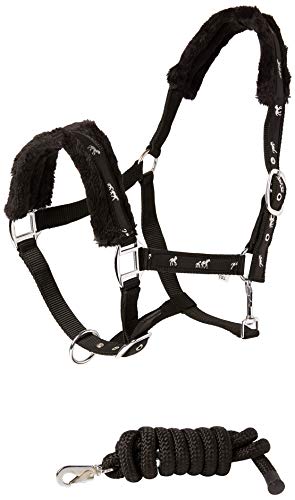 White Horse Equestrian Quality Animal Print Soft Padded Comfy Halter Head Collar