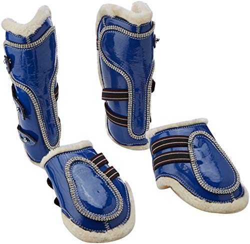 Patent Leather Tendon and Fetlock Boot Set with Bling Diamante 